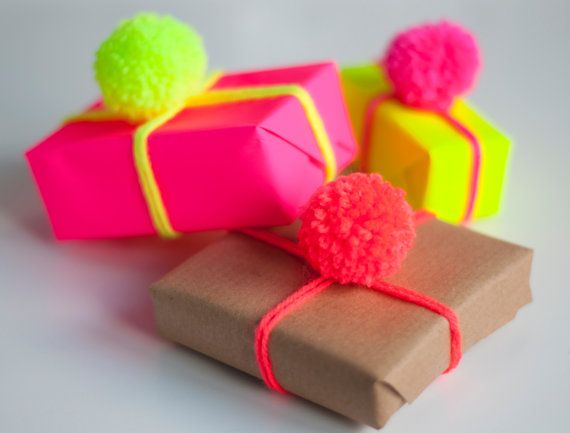 Pom Pom Wrapping Pack Triple pack handmade Neon by NEONLDN, £5.45