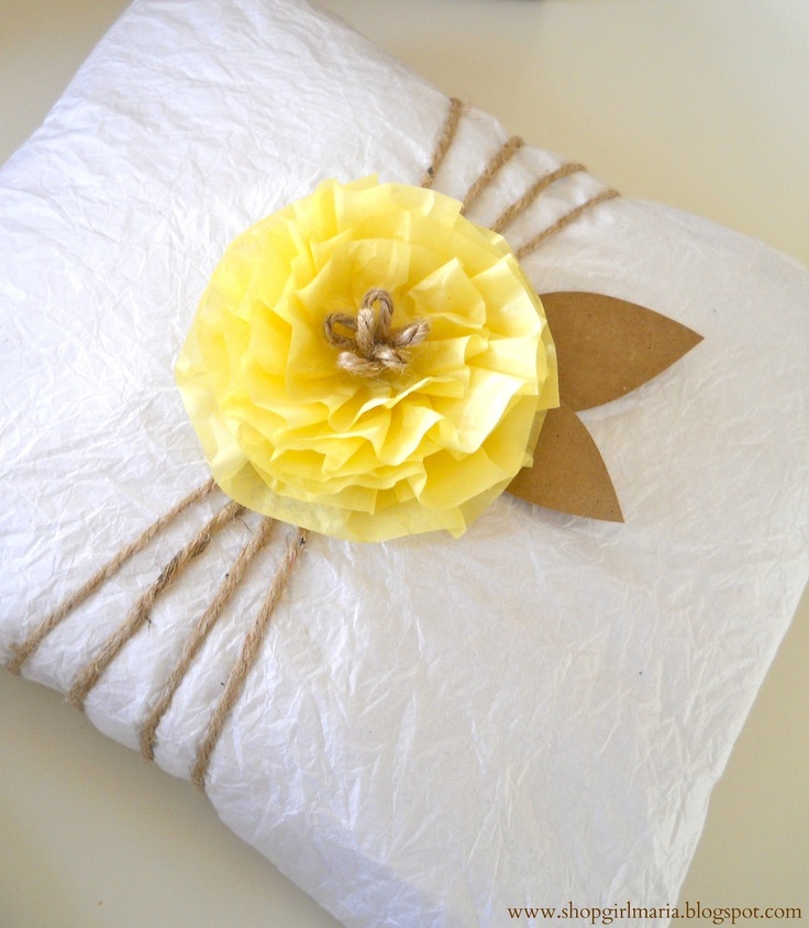 Tissue paper flower wrapped gift