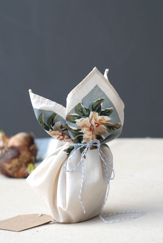beautiful and easy hostess gifts - paperwhites (or any bulb flower) wrapped in a...