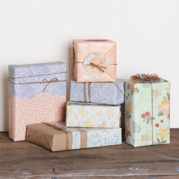 Handmade gift wrap #gift #wrap #twine #flowers #paper #packaging #wrapping