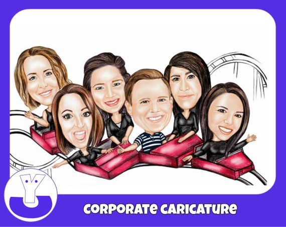 Corporate office caricature, group caricature, team caricature, Corporate gift, ...