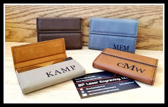 Custom Leather Business Card Holder, Engraved Boss Gift, Personalized Card Case,...