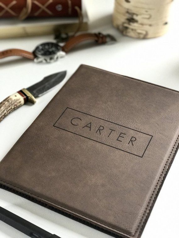 Personalized Leather Portfolio, Corporate Gift, Business Logo, Fathers Day Gift,...