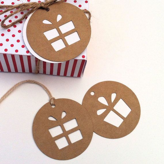 Present gift tags. Natural brown kraft and white. 2