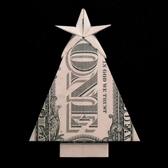 Origami arbre de Noël - Art cadeau fait de vrai un billet d’un Dollar d’arg...