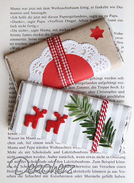 Christmas Wrapping for Chocolate Bars-Cute idea as a small thank you gift.