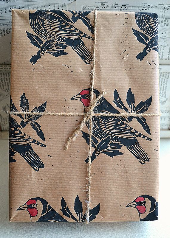 Gift Wrap! Hand Printed Goldfinch British Bird Gift by HandmadeandHeritage, £2....