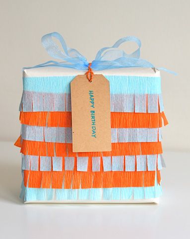 DIY Crepe paper gift wrapping