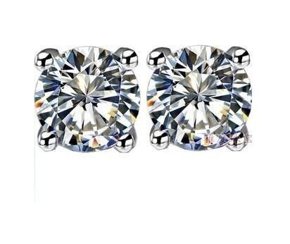 18K White Gold Mossanite 0.50CT Round Cut Stud Earrings