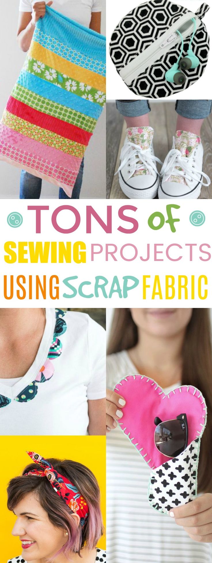 These scrap fabric sewing projects are all beginner sewing ideas that will  help...