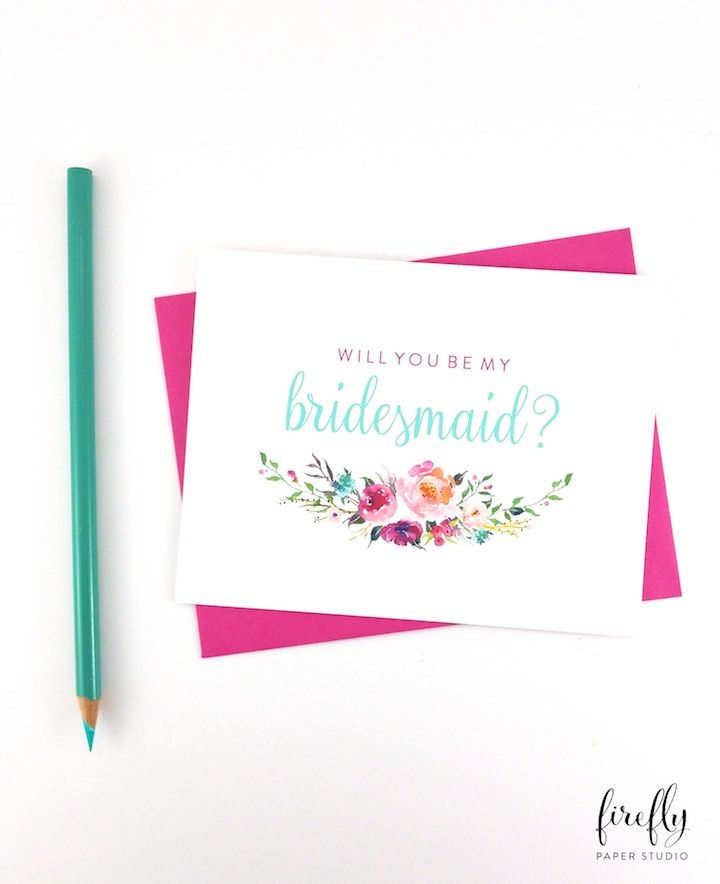 Featured: Firefly Paper Studio; Adorable floral printed bridal party card brides...