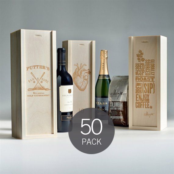Custom 1-Bottle Wine Box - 50 PACK // Corporate Gift // Custom Wine Box // Engra...