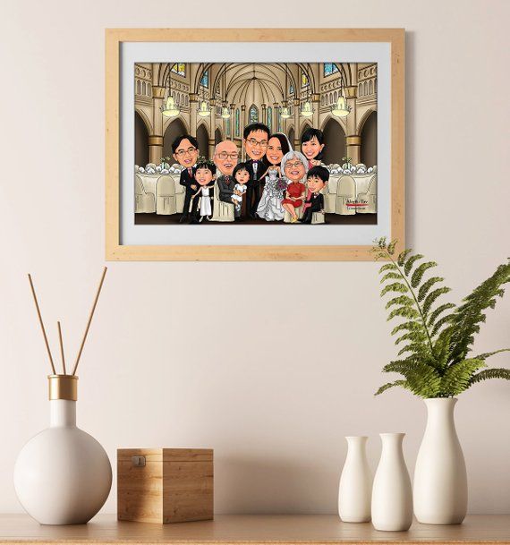 Custom Caricature group, tailor made corporate gifts, co worker, staff, colleagu...