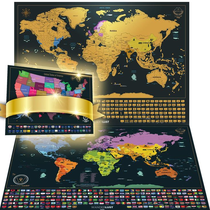 Scratch Off World Map and USA Map - Deluxe Tube Can Be Gift Messaged and Include...