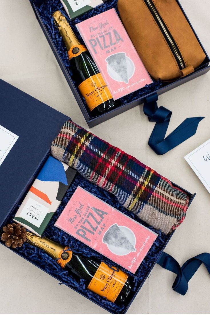CORPORATE EVENT GIFT BOX// Navy and orange holiday inspired custom corporate eve...