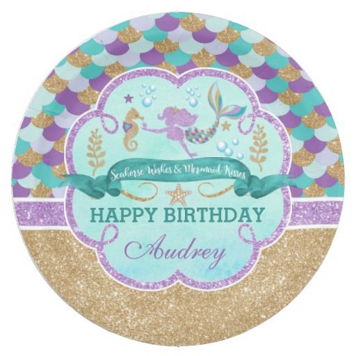 Mermaid Birthday Party Personalized Paper Plate