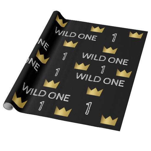 Wild One First Birthday Gold Crown Wrapping Paper