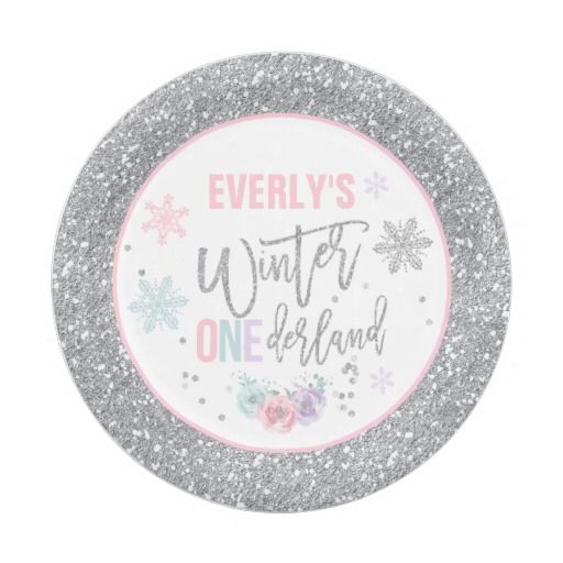 Winter ONEderland Pink And Silver Paper Plate