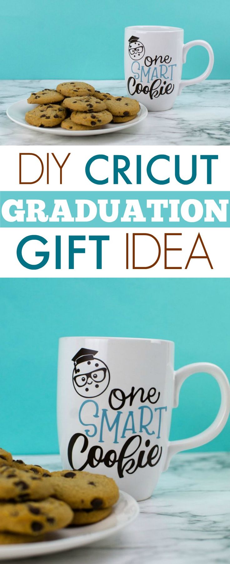 This DIY Cricut Graduation Gift – One Smart Cookie Mug is the perfect solutio...