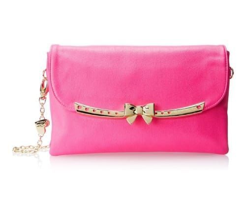 This pretty pink bag by Betsey Johnson makes a great holiday gift for teenage gi...