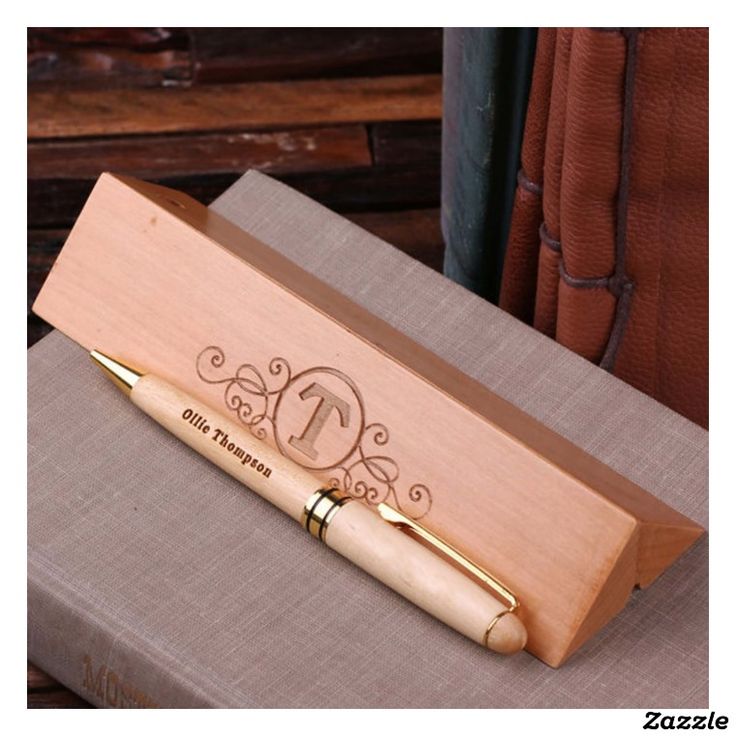 Personalized Monogrammed Wood Desktop Pen Set . Great Father's Day Gift