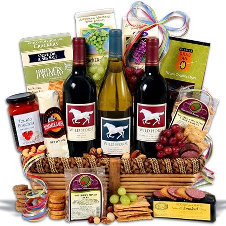 Wild Horse Trio Wine Gift Basket by GourmetGiftBasket...