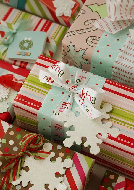 Christmas wrapping-using two different papers