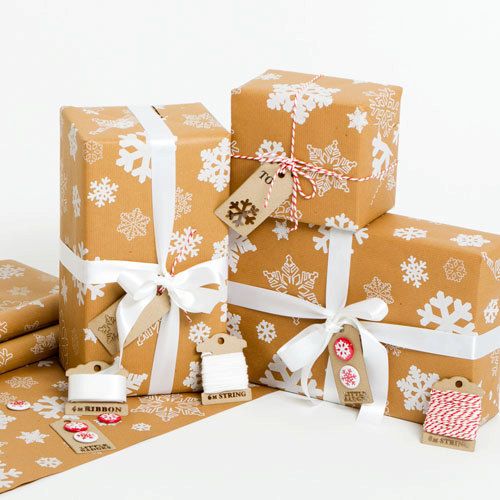 Snowflakes Christmas  Brown Gift Wrap by sophiavictoriajoy on Etsy, £5.55