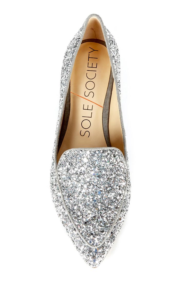 Silver glitter smoking slipper | Sole Society Cammila
