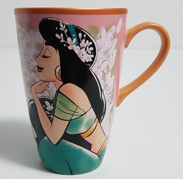 JASMINE Aladdin Coffee Mug Disney Store Cup Pink Peach Trim NEW ☕️ 465512473...