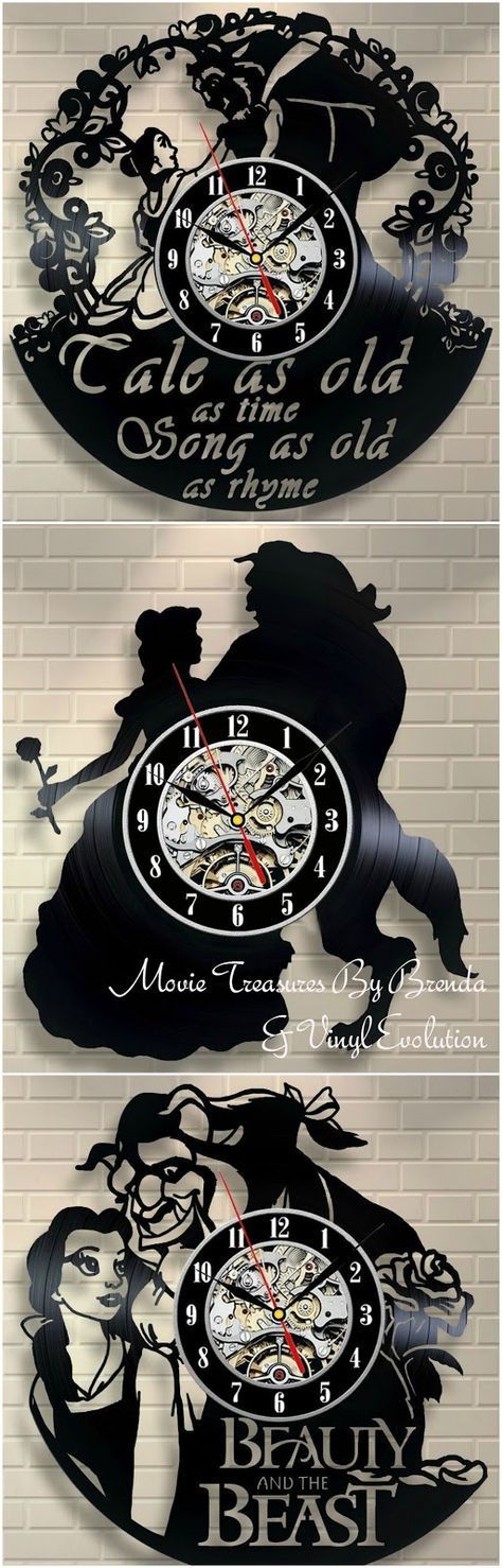 Movie Treasures By Brenda: Beauty And The Beast Vinyl Record Wall Clock. Great g...