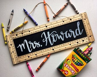 Check! Personalized Teacher Sign Gift School Ruler Chalkboard