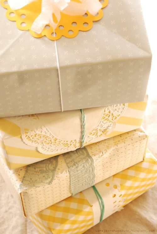 yellow+gray gift wrap