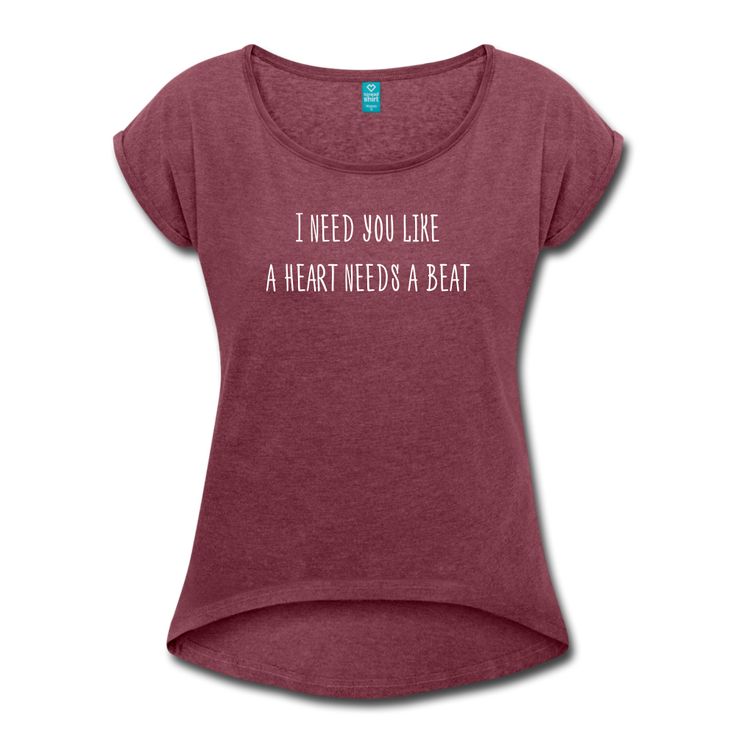 Women's Romantic Love Roll Cuff T-Shirt
