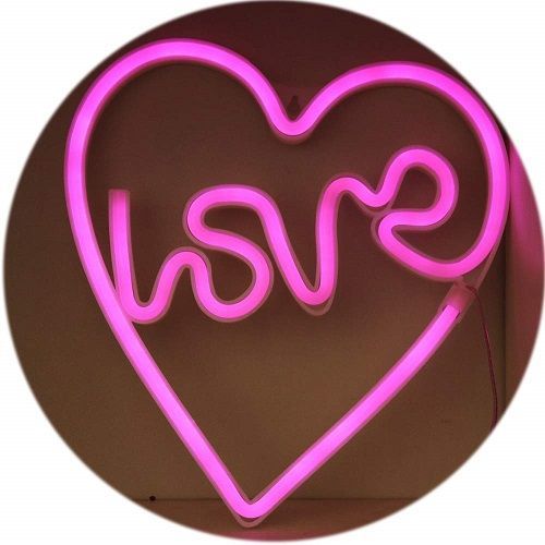 Love in Heart Neon Sign. Valentines Day decor ideas.
