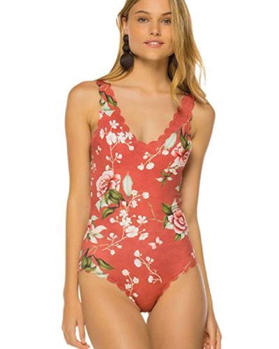 Pretty Vintage Floral Print One Piece Bathing Suit - Cute swimsuits for teens