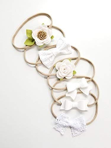 Amazon.com: Baby Bows Neutral white Headbands Set hair accessories baby headband...