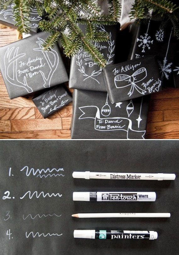 Chalkboard-inspired gift wrap.