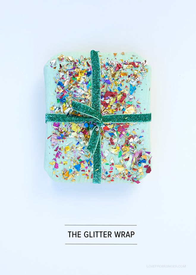 Colorful glitter gift wrapping