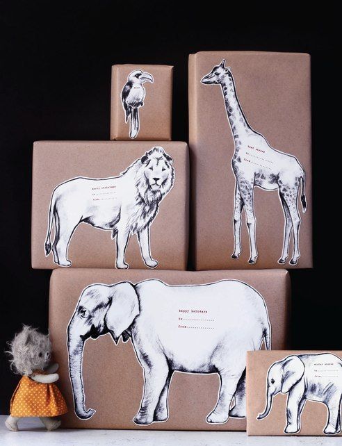 Wrapping Gift Idea, Animal Wrapping Paper, Craft Wrapping Paer via Sweet Paul - ...