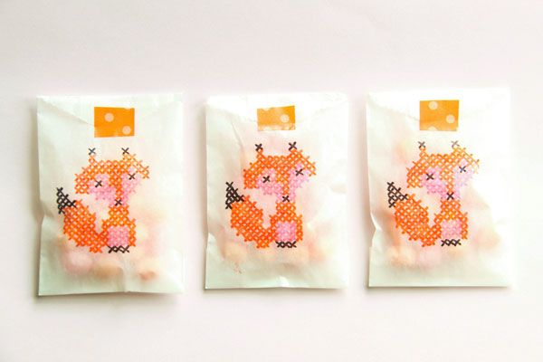 love this packaging - DIY Foxy Faux Cross Stitch Bag