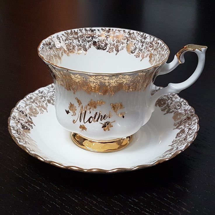 Royal Albert Gold Mother Teacup and Saucer Mothers Day Floral Fine Bone China | ...