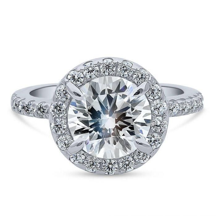 A Perfect 2.8CT Round Cut Halo Russian Lab Diamond Engagement Ring