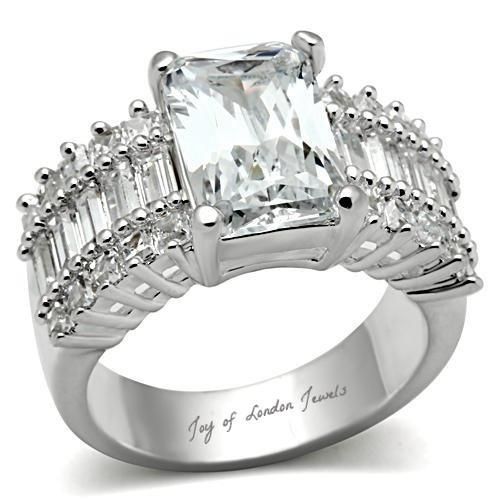A Perfect 5.3CT Emerald Cut Russian Lab Diamond Engagement Ring