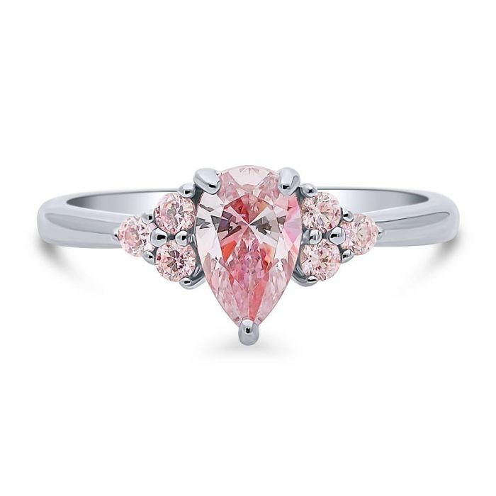 A Romantic .81CT Pear Cut Pink Simulated Morganite Swarovski Zirconia Engagement...