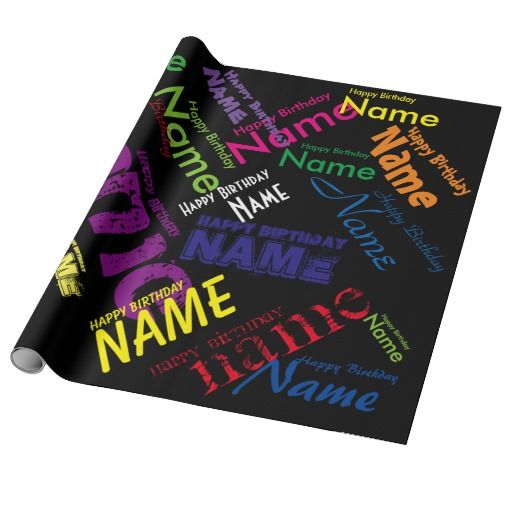 Add Name Happy Birthday Wrapping Paper