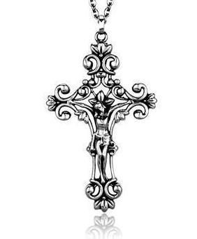 Italian Silver Cross Crucifix Pendant Necklace