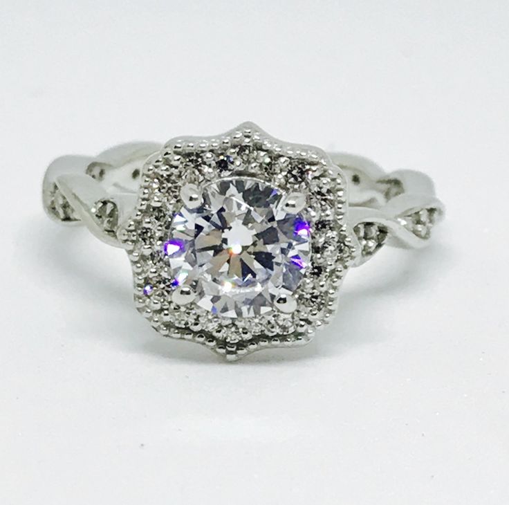 Milgraine Art Deco 1CT Round Cut Russian Lab Diamond Engagement Ring