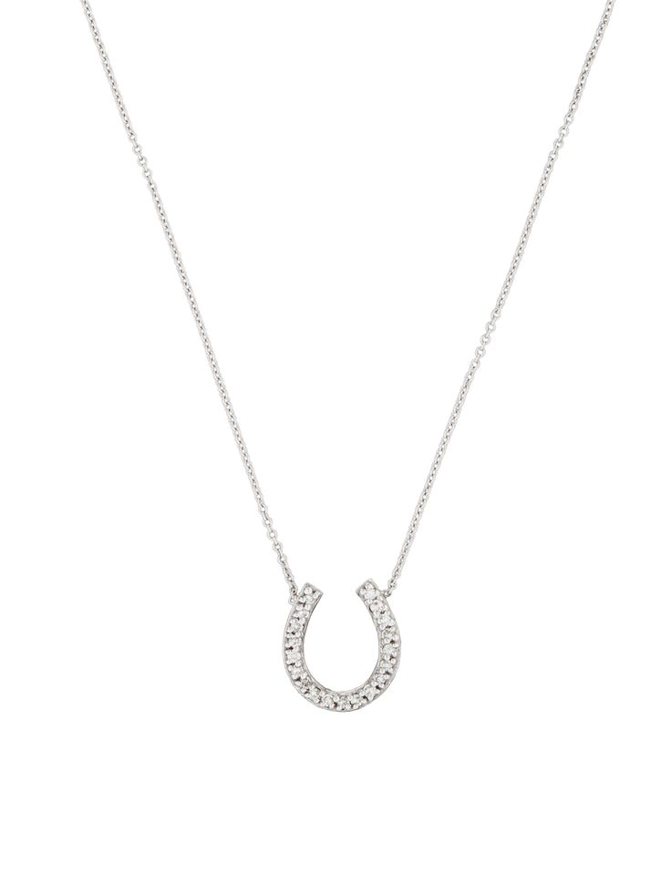 SALE .88TCW Pave Russian Lab Diamond Horse Shoe Necklace Pendant