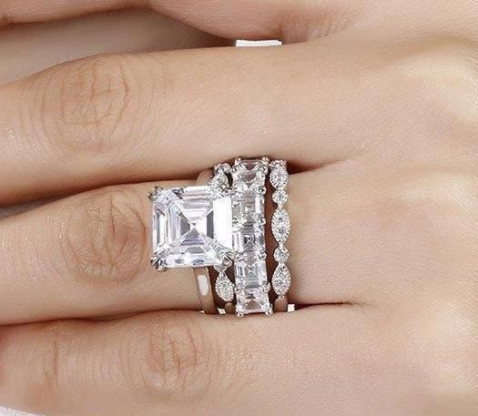 The Carmella, 4CT Asscher Cut and Emerald Cut Stackable Collection